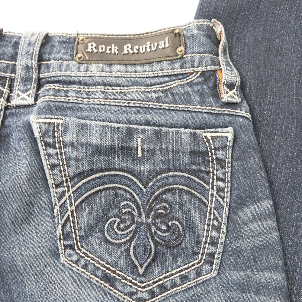 Rock Revival Adele Straight Jeans Womens Size 30 Embellished Denim